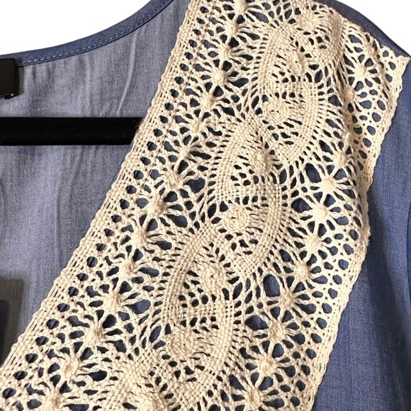 Suzanne Betro Lace Bib Lacing Tie Ruffle Hem MIDI Dress Size 2X NWT #U2504023 - Picture 6 of 13